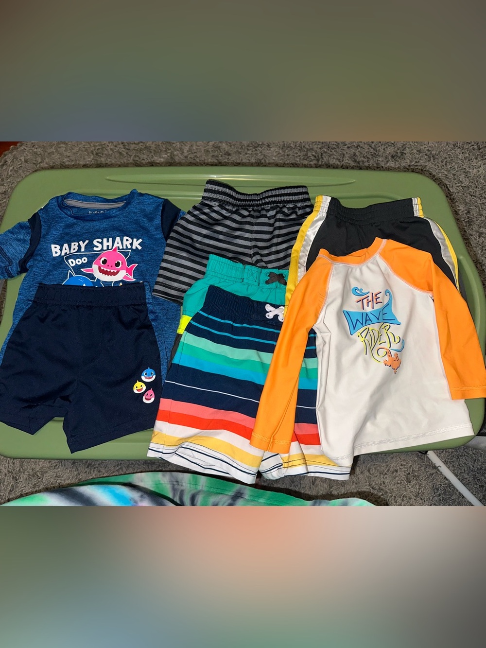 Kids Striped Swim Shorts in Multi-Color